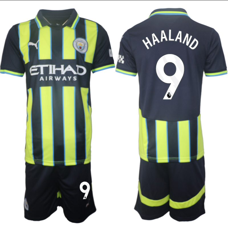 Men 2024-2025 Club Manchester City away black green #9 Soccer Jersey